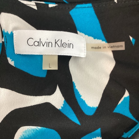 Calvin Klein Sleeveless Blouse Abstract Print Blue Multicolor Size L - Picture 6 of 7
